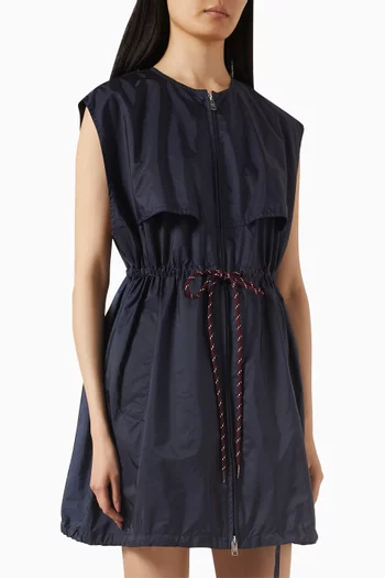 Drawstring-waist Mini Dress in Re-Nylon