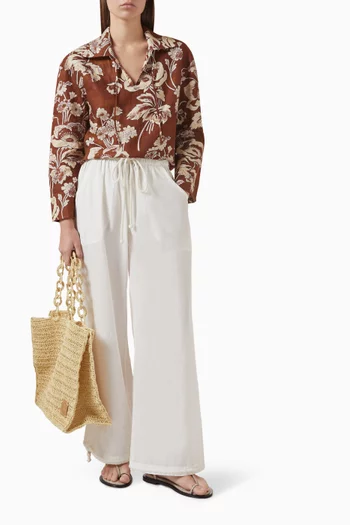 قميص بنقشة زهور فاوانيا كتان