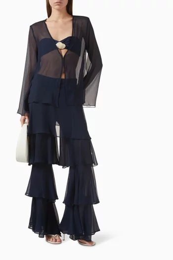 بنطال مالكا بكشكش شيفون