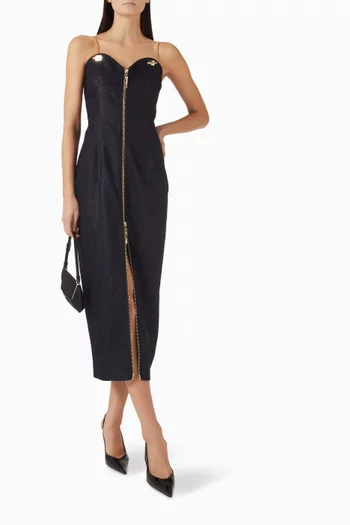 Flavia Zip Dress in Denim