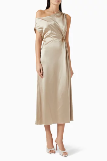 Kara Asymmetric Dress in Satin