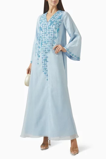 قفطان مزين بتطريزات كريب