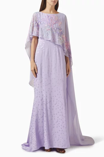 فستان بكاب وتطريزات زهور