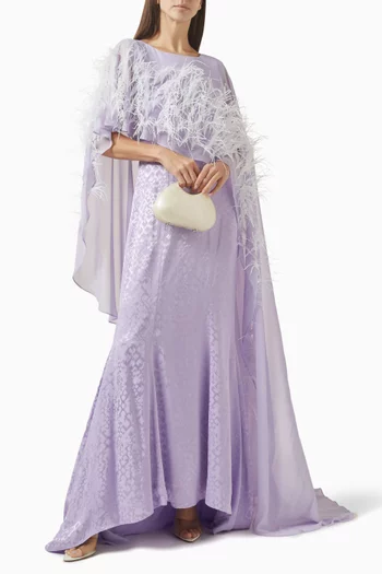 Floral embellished Cape Dress