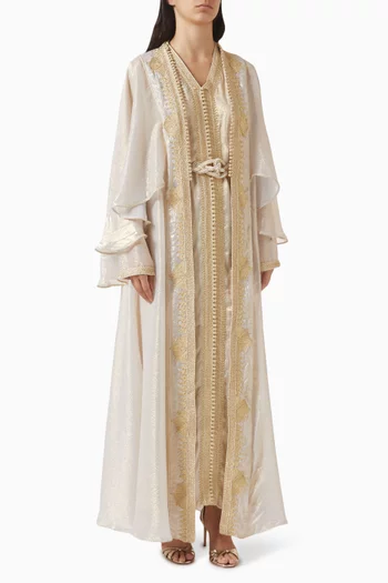 Metallic Crinkle Moroccan Kaftan Set