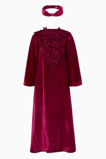 Floral Appliqué Kaftan in Velvet