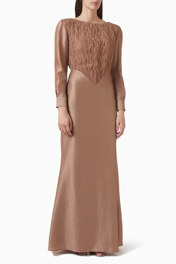 فستان بصدرية بارزة الملمس تول وأورجانزا