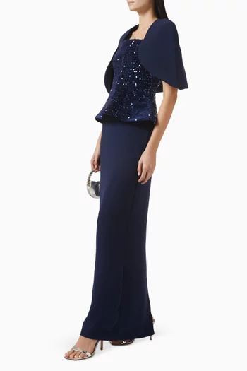 Embellished Bolero Dress in Crepe