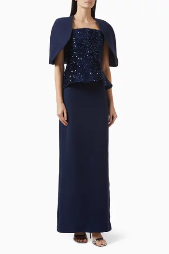 Embellished Bolero Dress in Crepe