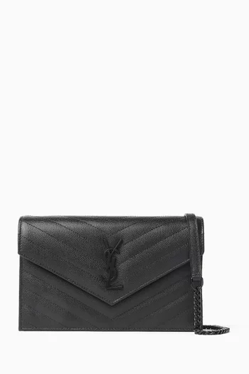 Cassandre Matelassé Envelope Chain Wallet in Leather