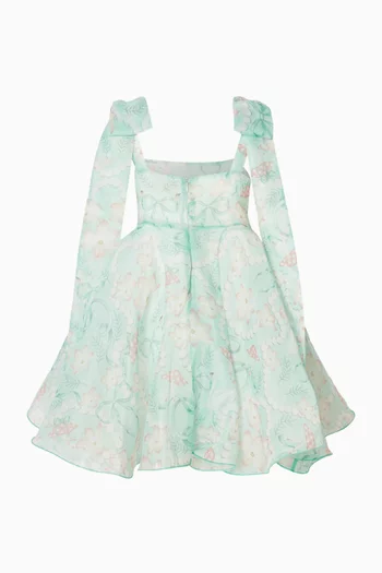 فستان بعقدة ونقشة زهور