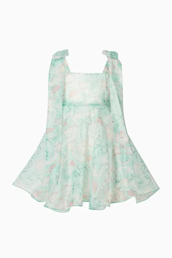 فستان بعقدة ونقشة زهور