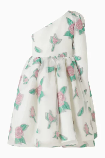 One Shoulder Rose Print Dress