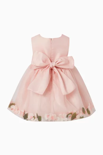 فستان بتصميم بلا أكمام ورقع زهور بارزة