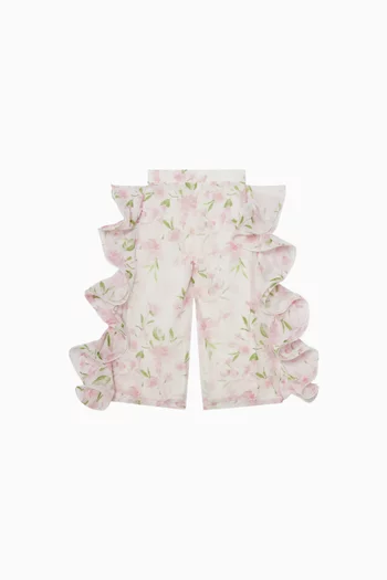 Ruffled Floral-print Pants