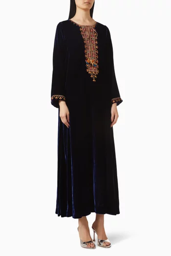 Embroidered Kaftan in Velvet