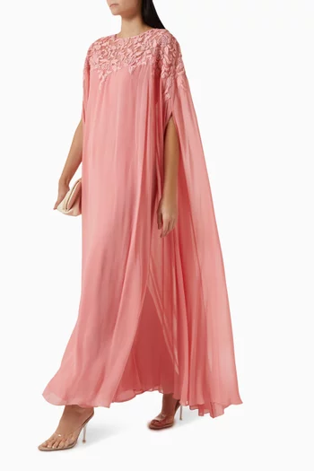 Floral-embroidered Kaftan