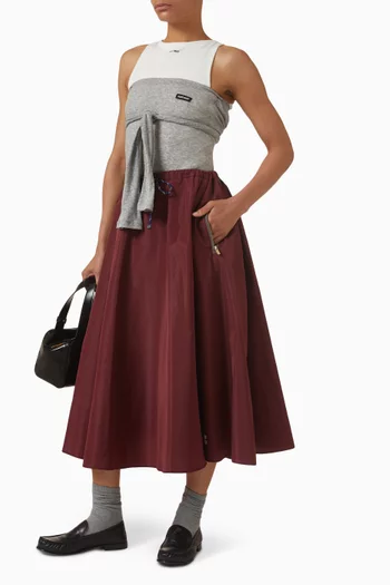 تنورة بحزام خصر برباط تضييق قماش معالج