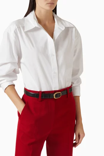 حزام بإبزيم بيضاوي جلد