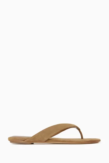 حذاء مفتوح بسيور رفيعة وكعب مسطح شمواه