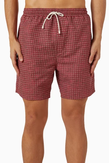 Flower Print Swim Shorts in Nylon