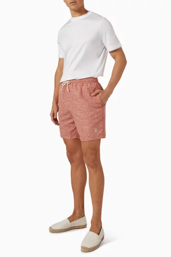 Flower Print Swim Shorts in Nylon