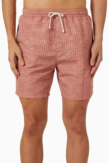 Flower Print Swim Shorts in Nylon