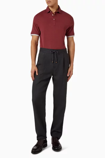 Faux-Layering Polo Shirt in Jersey