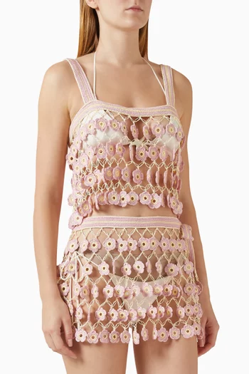 بلوزة فلور بتصميم كروشيه منسوج يدويًا