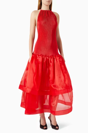 Carrie Open-back Dress in Satin & Organza