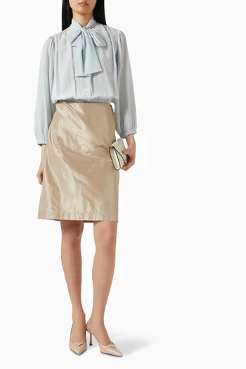 Bow-neck Shirt in Crepe de Chine