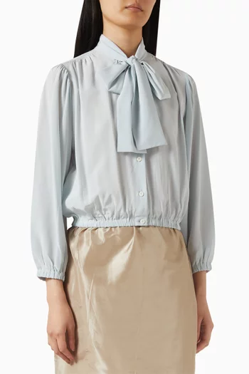 Bow-neck Shirt in Crepe de Chine