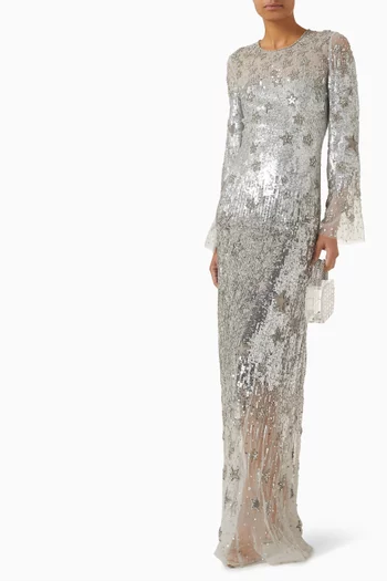 فستان جالكتيك مطرز بالترتر