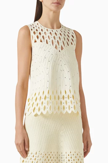 Crochet Rhinestone-embellished Top