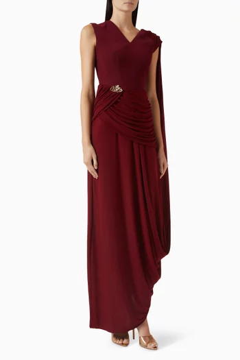 فستان سافنا بدرابيه كريب وجيرسيه