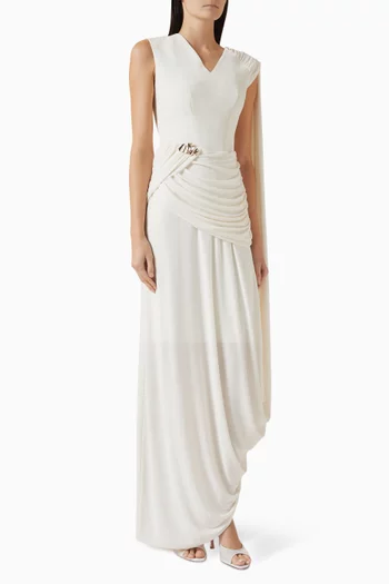 فستان سافنا بدرابيه كريب وجيرسيه