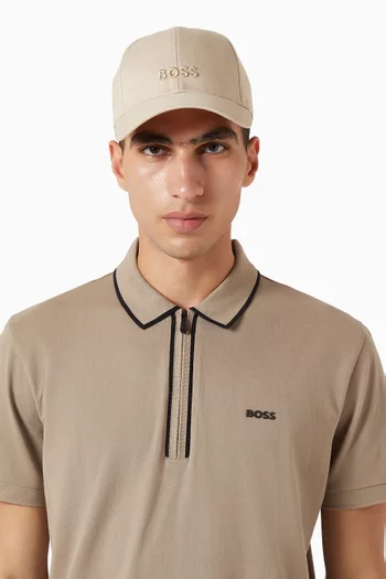 Embroidered Logo Cap in Linen