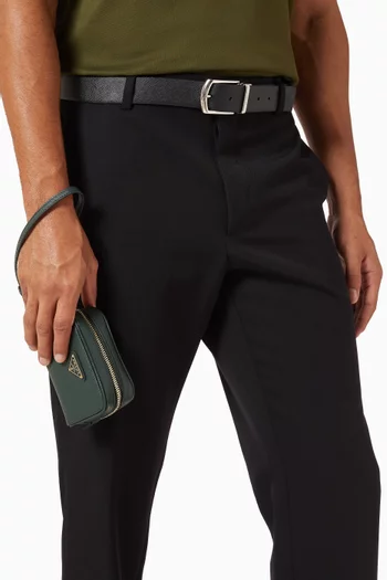 Logo Pouch in Saffiano Leather