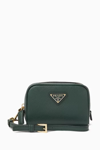 Logo Pouch in Saffiano Leather