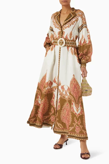 Florista Belted Dress in Linen Blend