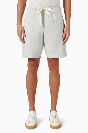 Mid-length Elastic Shorts in Linen