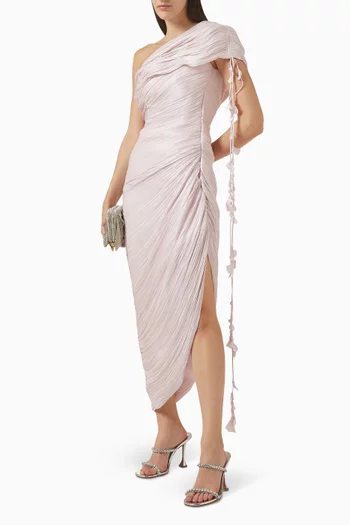 Ruched One-shoulder Maxi Dress