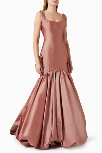 Flared-hem Scoop Maxi Dress