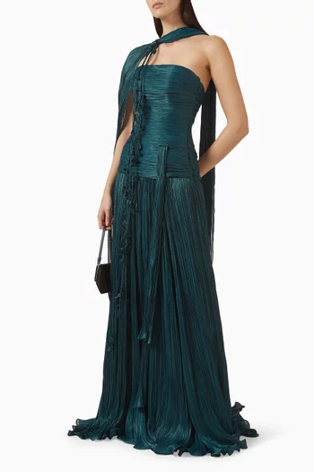 Pleated Scarf Gown