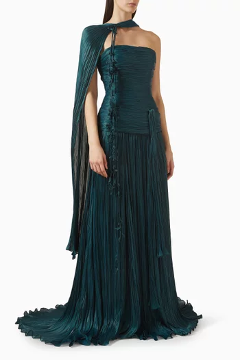Pleated Scarf Gown