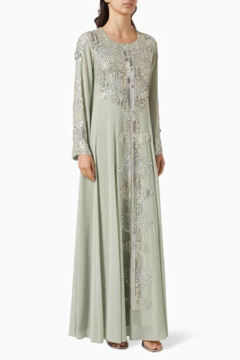 Geometric Beaded Kaftan in Crepe