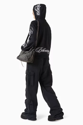 Cursive Zip-up Hoodie in Cotton Fleece