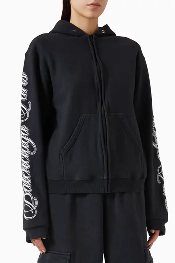 Cursive Zip-up Hoodie in Cotton Fleece