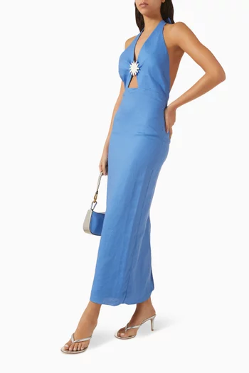 فستان أورلي بظهر مكشوف كتان