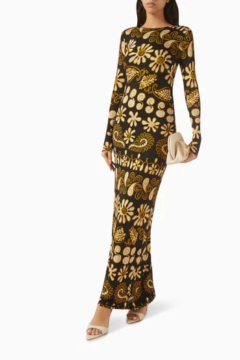 فستان أطلس بنقشة